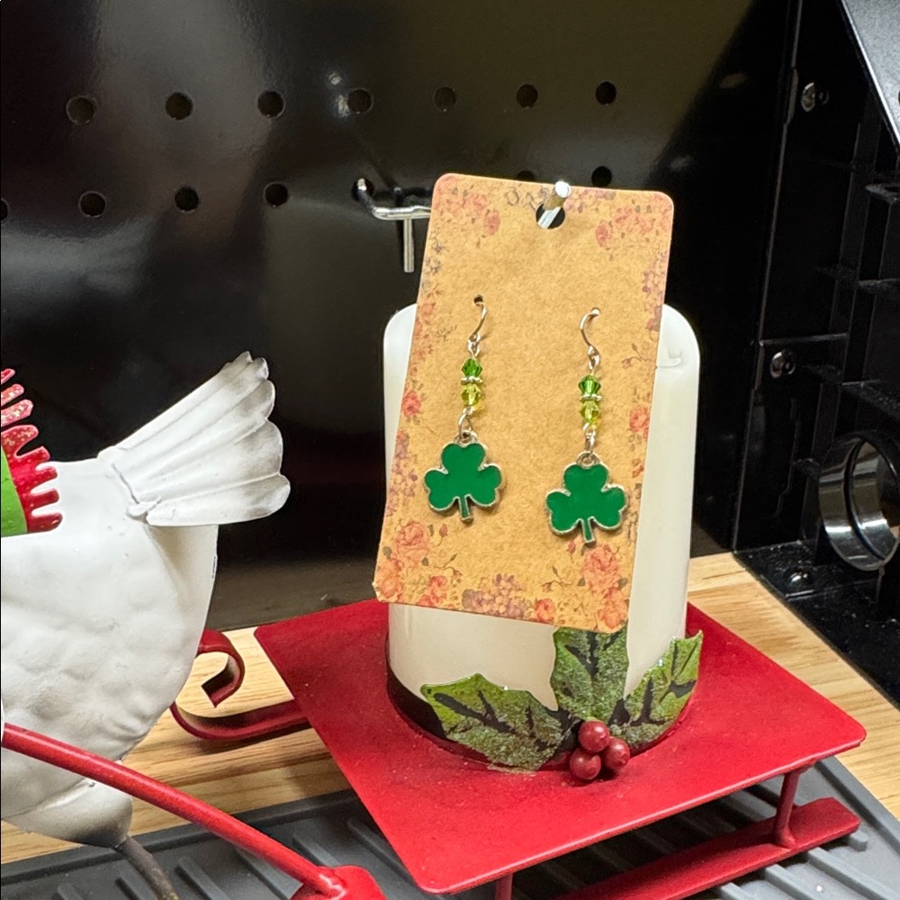 St Patrick’s Day Green Clover Earrings with Dual Green Accents 3/$22 - Picture 4 of 5